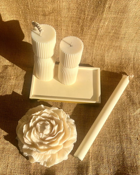 Ribbed Hour Glass Pillar Candle