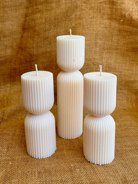 Ribbed Hourglass Pillar Candle