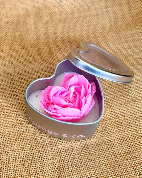 Rose Heart Tin Soy Candle