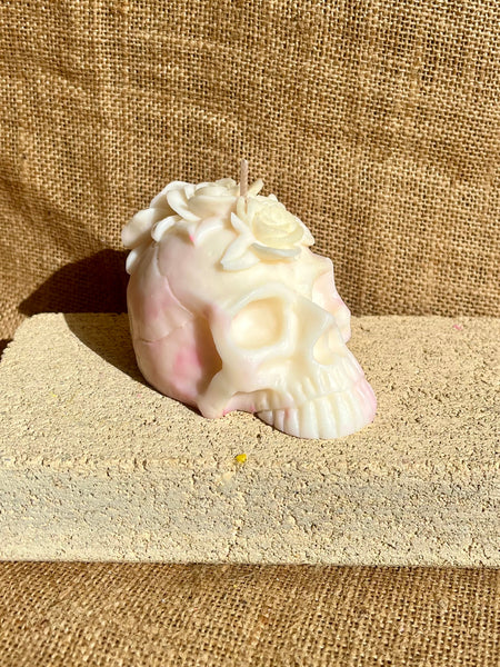 Floral Skull Candle