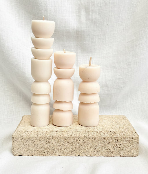 Stacked Pebble Pillar Candle