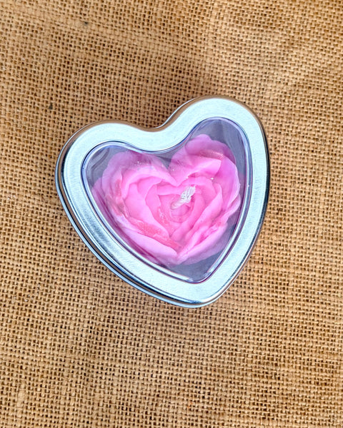Rose Heart Tin Soy Candle