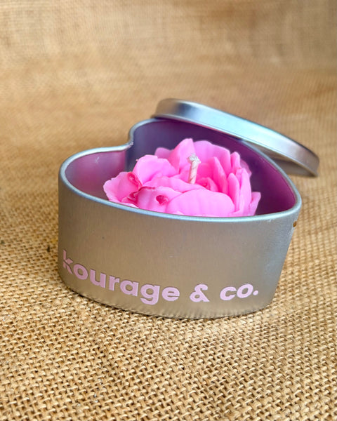 Rose Heart Tin Soy Candle