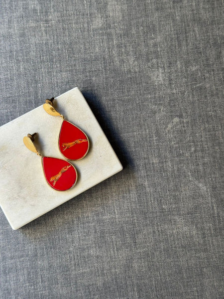 Hand-Painted Wooden Statement Earrings | Luxe Artisan Collection