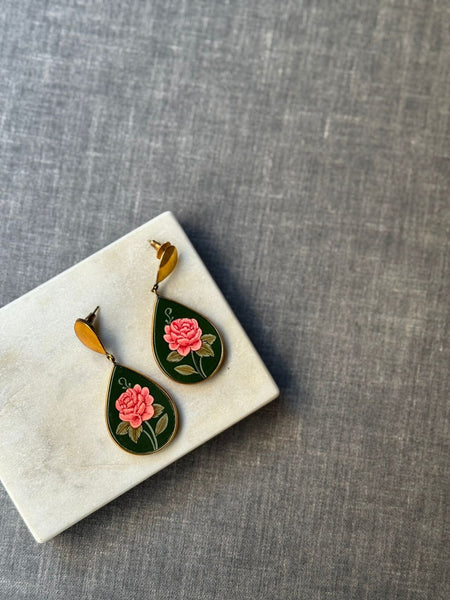 Hand-Painted Wooden Statement Earrings | Luxe Artisan Collection