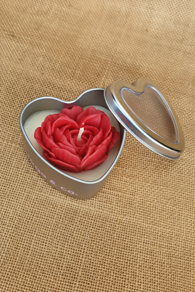 Rose Heart Tin Soy Candle