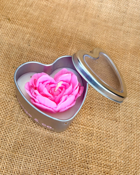 Rose Heart Tin Soy Candle