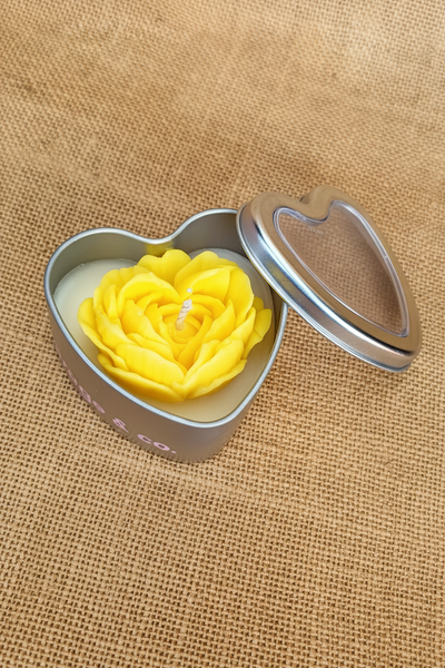 Rose Heart Tin Soy Candle