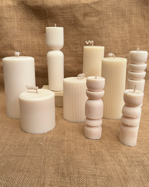 Stacked Pebble Pillar Candle