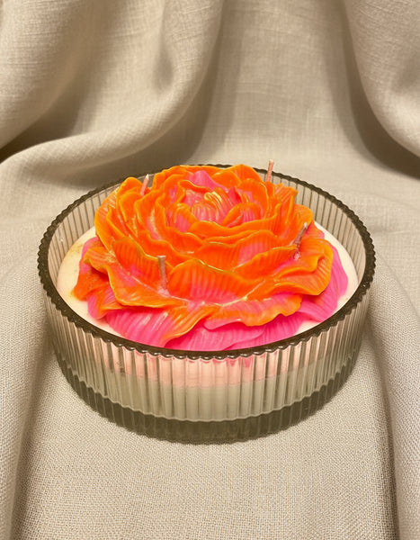 Large Glass Bowl Peony Candle