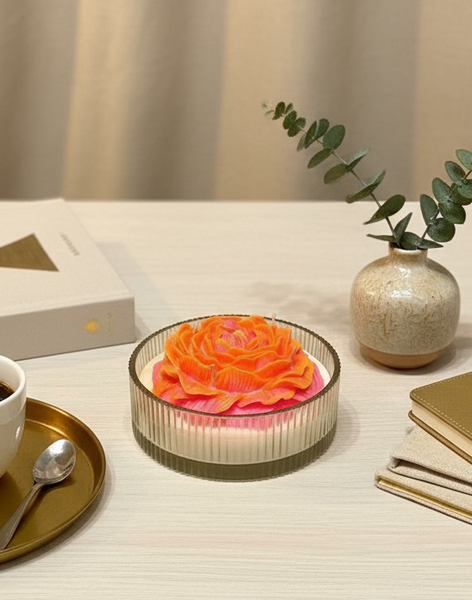 Large Glass Bowl Peony Candle