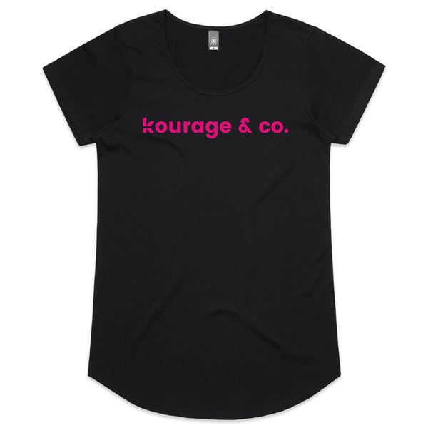 Kourage & co Women's Scoop Tee - Pink Print