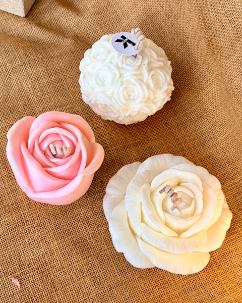 Large Rose Flower Soy Candle