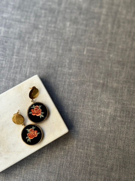 Hand-Painted Wooden Statement Earrings | Luxe Artisan Collection