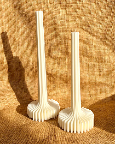 Ribbed Vase Column Soy Candle | Sculptural Pillar Candle