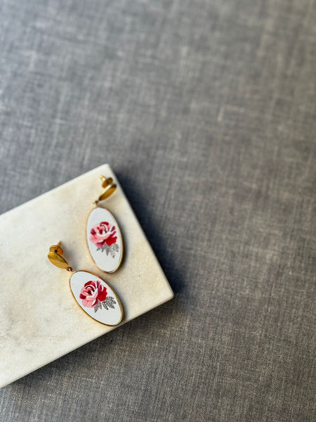 Hand-Painted Wooden Statement Earrings | Luxe Artisan Collection