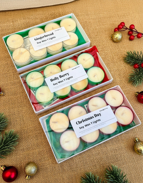 Festive Soy Wax T Light Candles