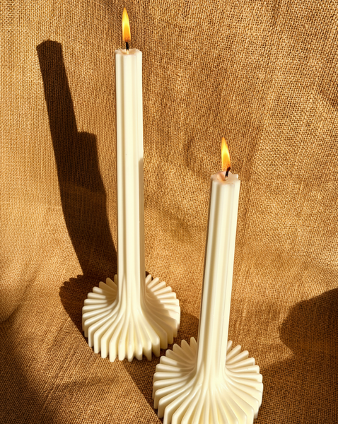 Ribbed Vase Column Soy Candle | Sculptural Pillar Candle