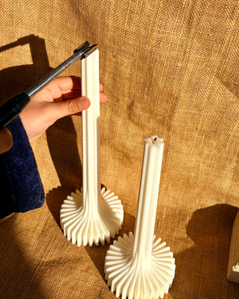 Ribbed Vase Column Soy Candle | Sculptural Pillar Candle