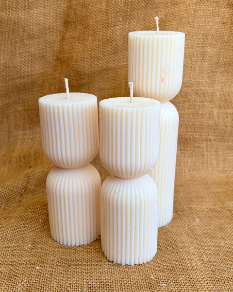 Ribbed Hourglass Pillar Candle