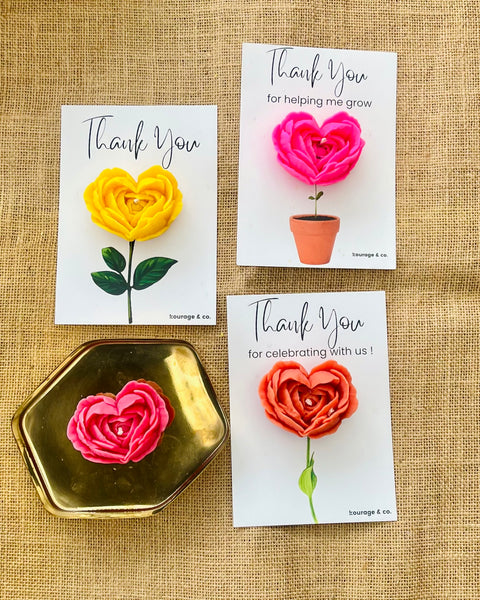 Peony Rose Candle Favour - Thank you Card