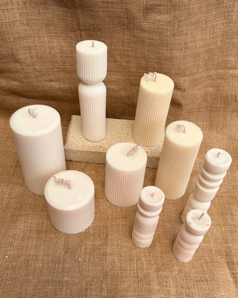 Stacked Pebble Pillar Candle