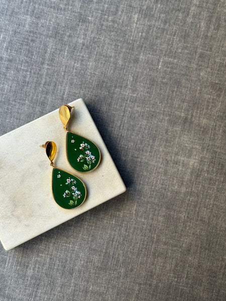 Hand-Painted Wooden Statement Earrings | Luxe Artisan Collection