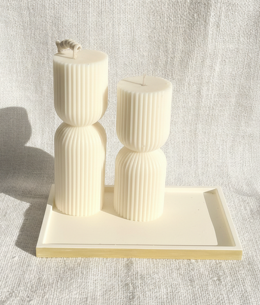 Ribbed Hourglass Pillar Candle