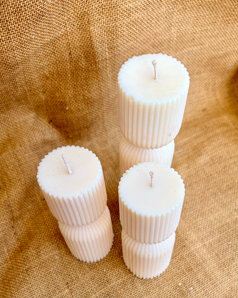 Ribbed Hourglass Pillar Candle