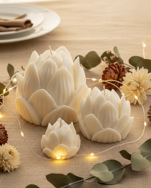 Large Lotus Flower Soy Candle