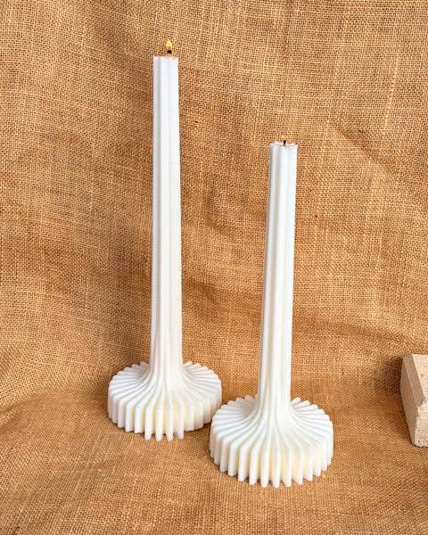 Ribbed Vase Column Soy Candle | Sculptural Pillar Candle