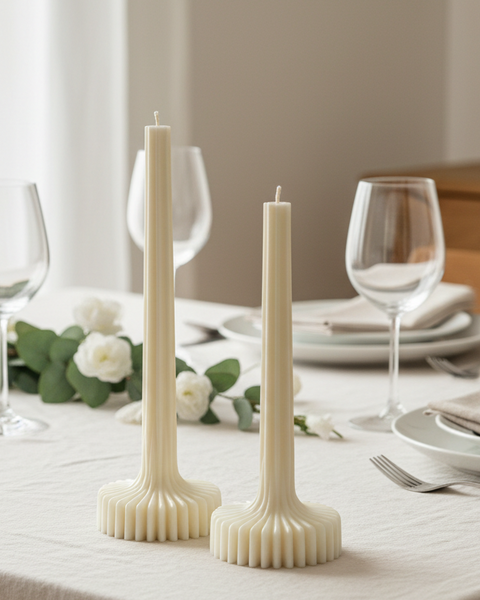 Ribbed Vase Column Soy Candle | Sculptural Pillar Candle