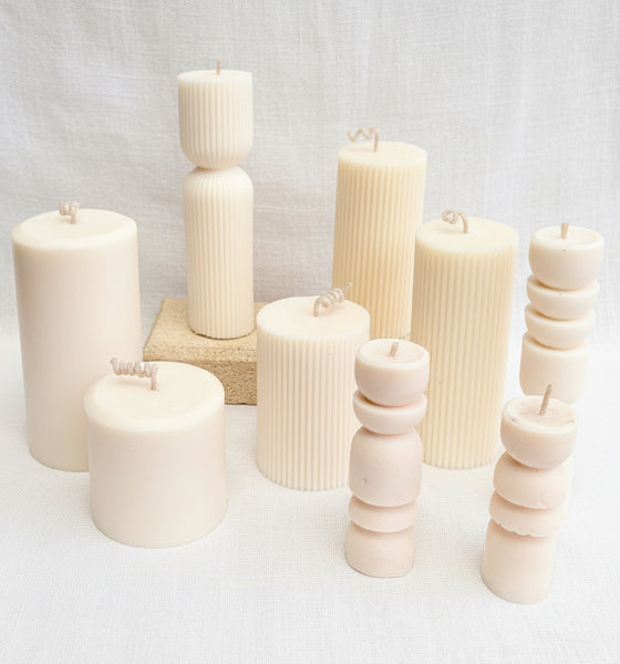 Stacked Pebble Pillar Candle