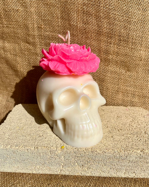Floral Skull Candle