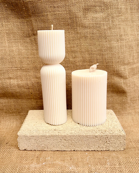 Ribbed Hourglass Pillar Candle