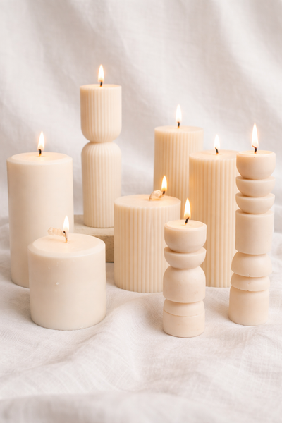 Stacked Pebble Pillar Candle