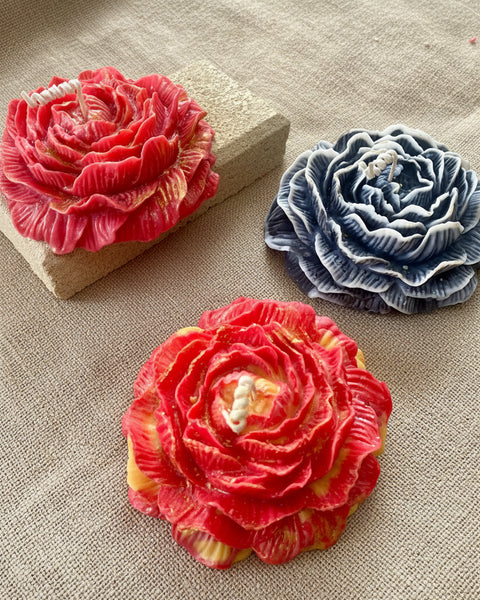 Large peony flower candle