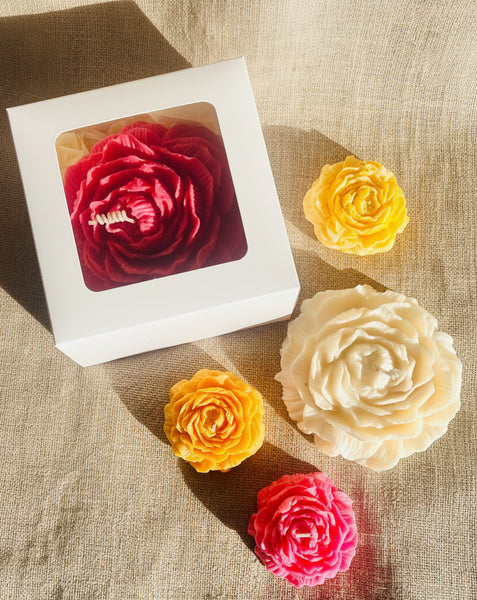 Large Peony Flower Candle
