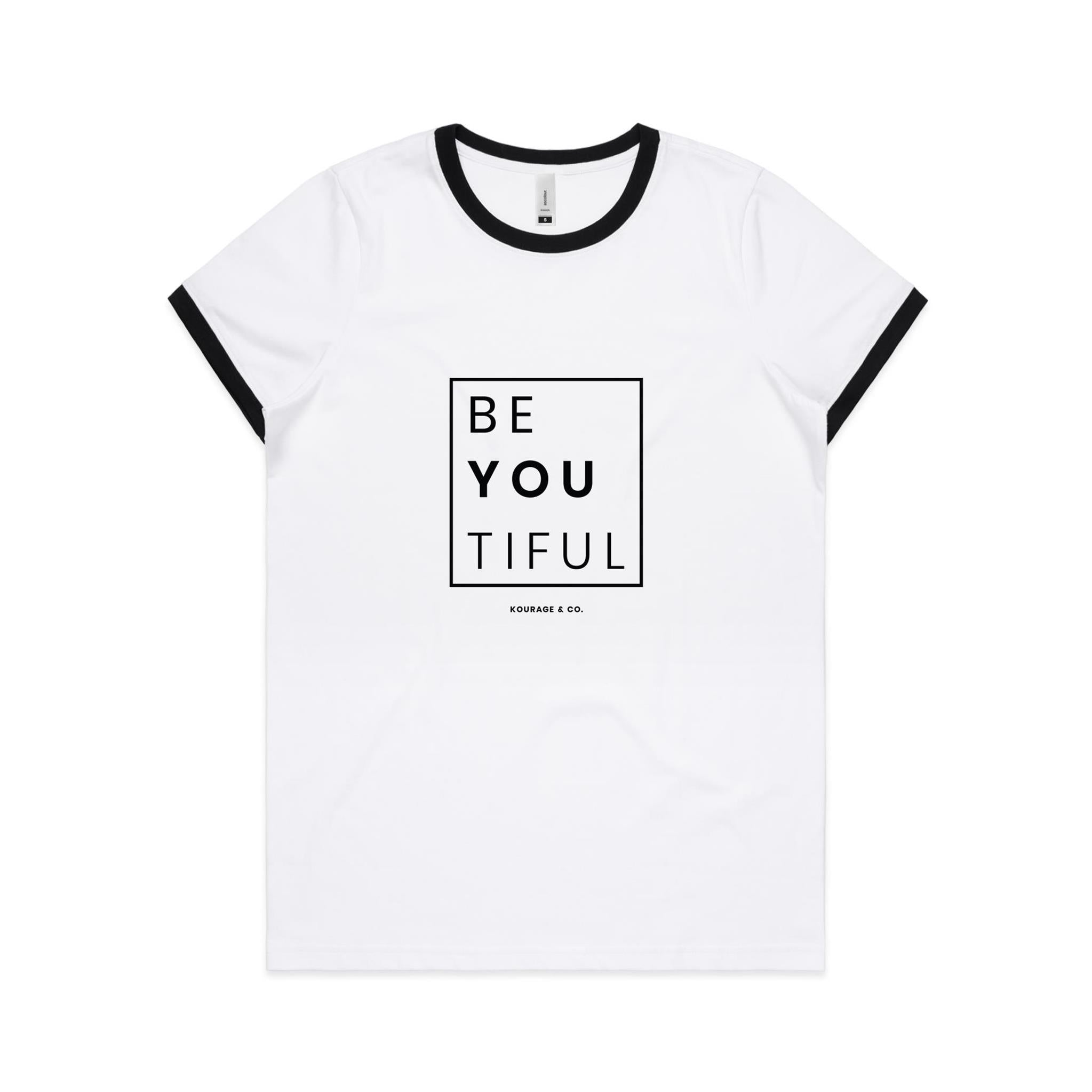 BeYouTiful Women's Ringer Tee - Black Print