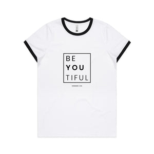 BeYouTiful Women's Ringer Tee - Black Print