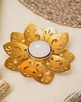 Gold Flower Tealight Holder | Diwali Gift & Decor Melbourne