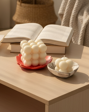 Bubble Cube Pillar Candle